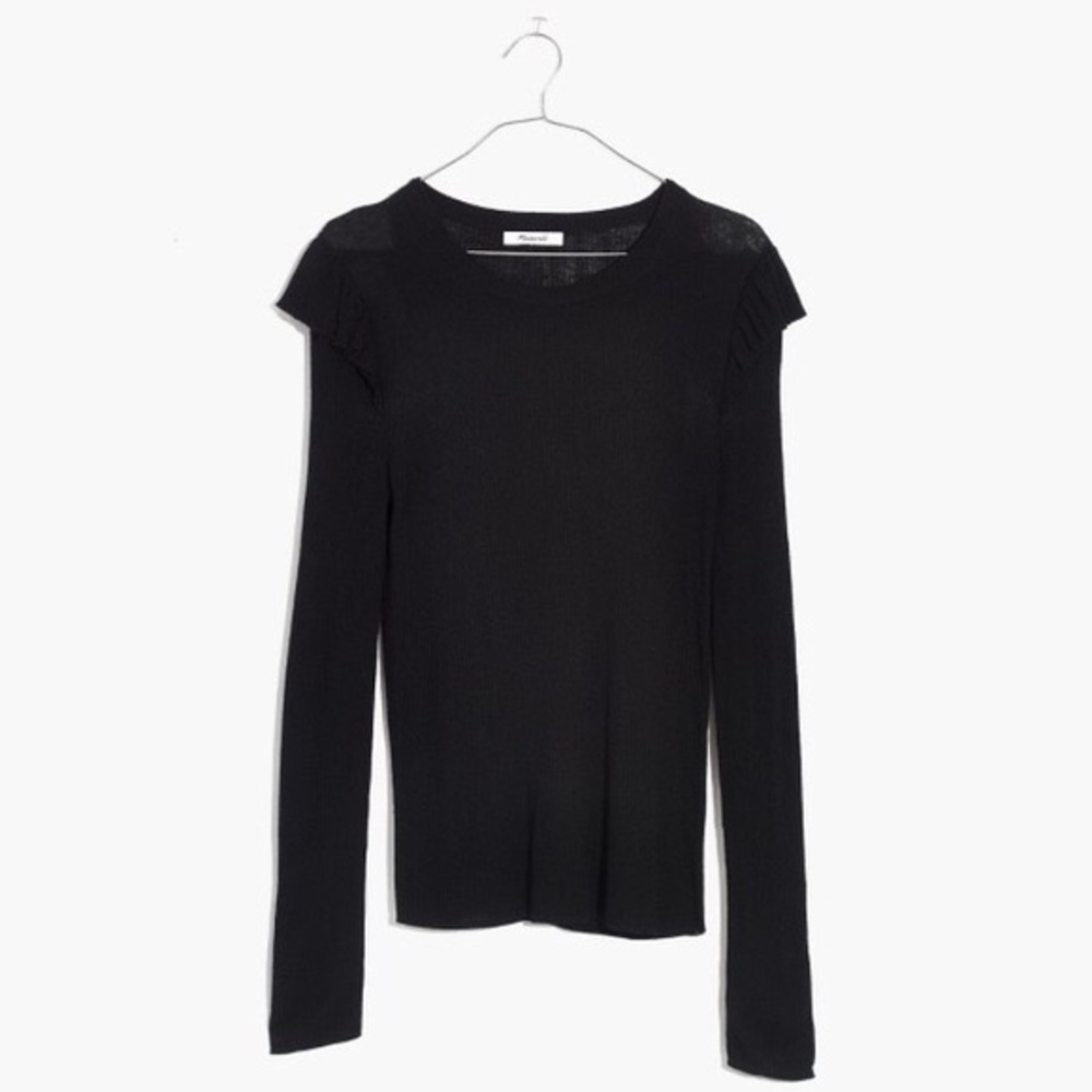 Madewell Black Flutter Sleeve Shirt Size S